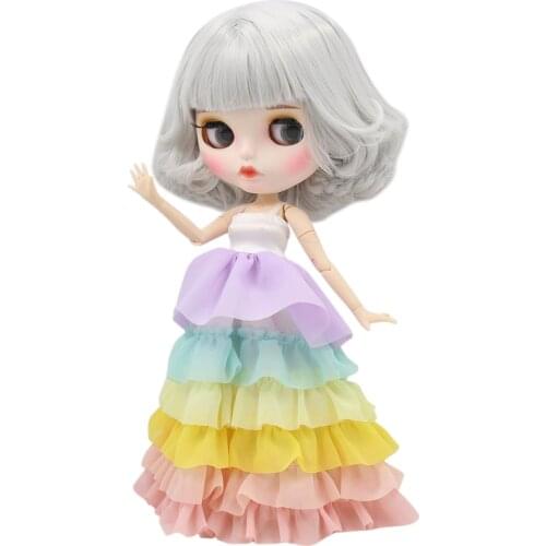 ICY DBS Blyth Doll white skin joint body New matte face cute gray short hair DIY sd gift toy