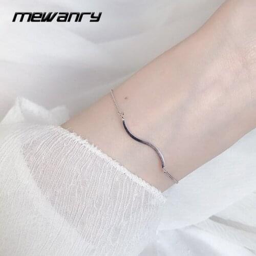 Mewanry 925 Sterling Silver Bracelet for Women Trend Elegant Vintage Simple Smooth Wave Party Jewelry Birthday Gifts Wholesale