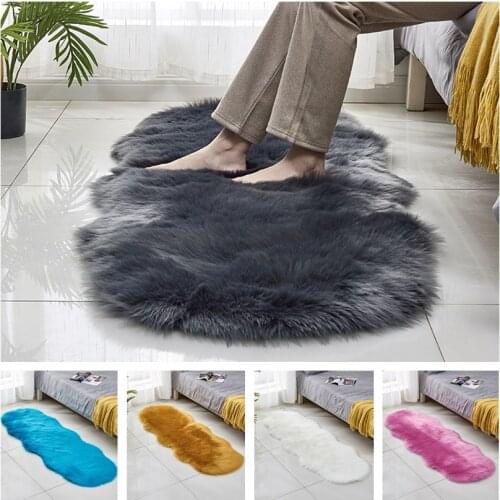 Nordic Living Room Floor Rugs Mats Kids Room Faux Fur Area Rug Carpet Solid Fluffy Soft Shaggy Carpet Artificial Sheepskin Hairy