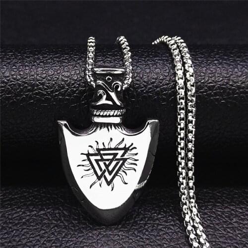 2021 Fashion Viking Spearhead Stainless Steel Chain Necklace for Men/Women Silver Color Long Jewelry colgante hombre NXS02
