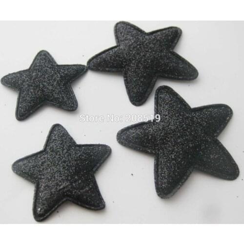 PANNEL Black star Glitter felt appliques 50pcs Arc Angle two sizes hats decoration Handmade crafts scrapbook Fit