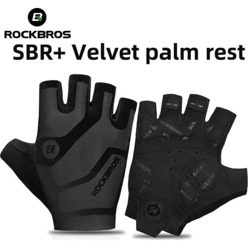 ROCKBROS Mens MTB Gloves Breathable Shockproof Cycling Gloves Summer Fingerless Gloves Mountain Bicycle Gloves Sports Equipment