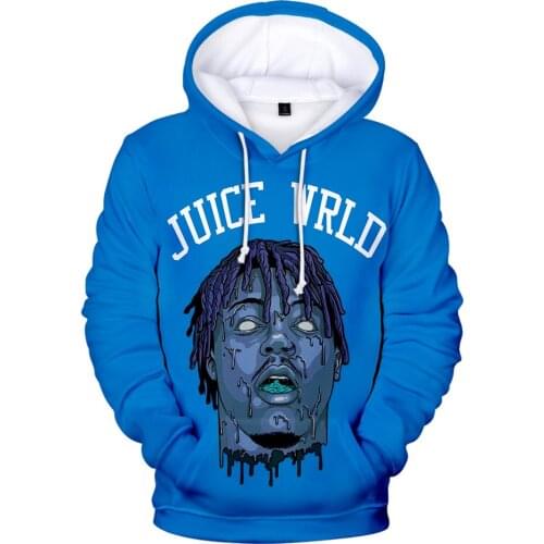 Popular 3D printed Juice WRLD Hoodies Men Sweatshirts Women Harajuku Pullover Suitable 3D Juice WRLD boys girls blue Hooded