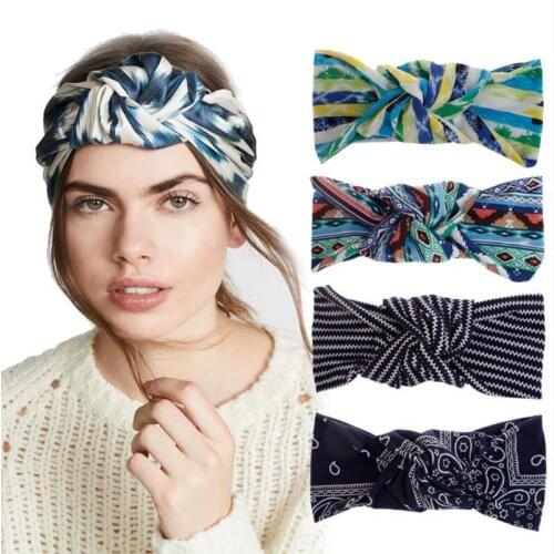 Printed Flower Sport Hairband Woman Yoga Knot Headband Unisex Ladies Men Sports Yoga Sweatband Gym Headband Hair Band Fitness