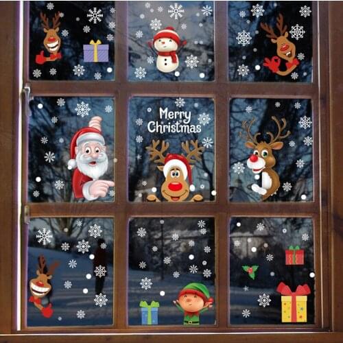 Christmas Wall Sticker PVC Xmas Window Stickers 30*20cm Snowflake Wall Glass Decals Murals for Home New Year wallpaper Navidad