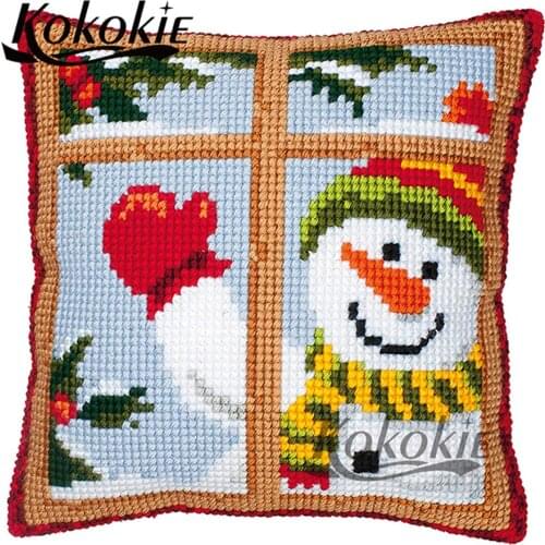 Handmade Christmas cross stitch sets knitting needles kit for throw pillow cotton embroidery yarn Needlework Sets diy pillowcase
