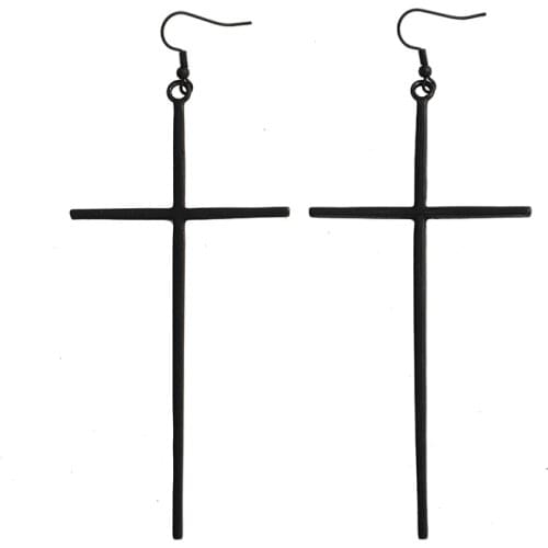 2020 Ins New Black Cross Big Long Minimalism Irregular Geo Minimalist Earrings Trendy Korean Fashion Chic Party Jewelry