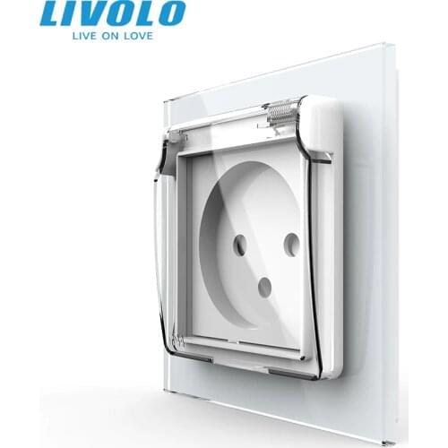 Livolo Israel Standard Power Socket,Crystal Glass Panel, 16A plug with Waterproof Cover,3pins plug