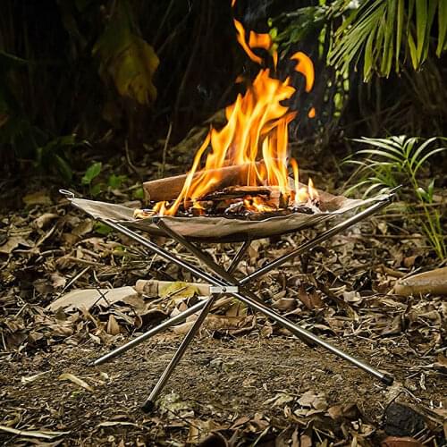 Camping Wood Stove-Stand Frame Fire-Rack Beach Pit Foldable Stainless-Steel Heater Heating