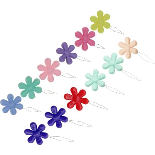 YOKOYAMA 10Pcs Elderly Easy Sewing Needle Device Threader Thread Guide Tool Garment Sewing Needlework Flower Shape Threader