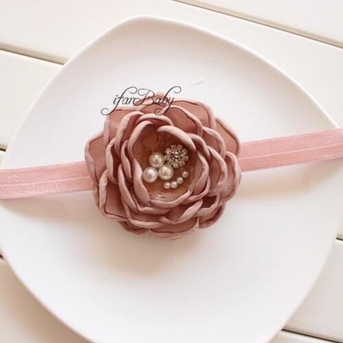 Singed burn FLOWER Headband fabric flower headwear satin Burned edges flower for girls women 12 pcs