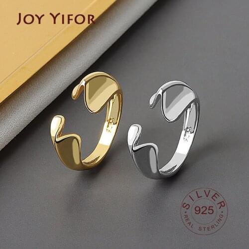 S925 sterling silver rings for women gold color Open Adjustable Finger Ring fine jewlery Anti-allergy Jewelry Accessories