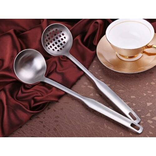 1PC Stainless Steel Spoon Colander Soup Ladle Long Handle Skimmer Spoons Strainer Filter Skimmer Kitchen Utensils Cooking PL 006