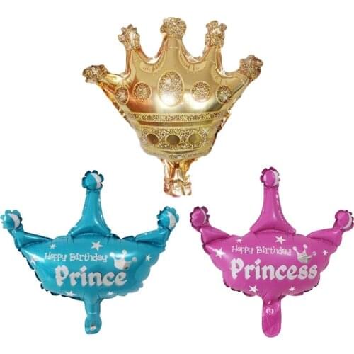 10Pcs Mini Gold Crown Aluminum Film Balloons Anniversary Happy Birthday Party Decoration Prince Princess Baby Shower Kids Globos