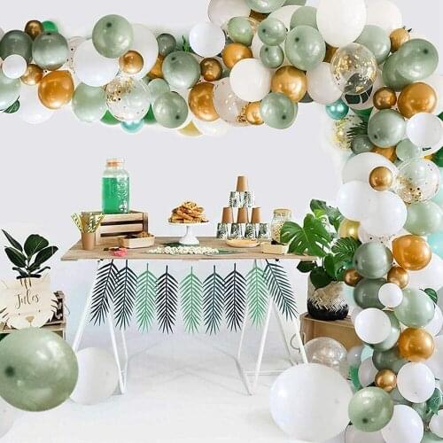 119Pcs/set Olive Green Balloon Garland Arch Kit Retro Green White Gold Confetti Baby Shower Balloons Kids Birthday Party Decor