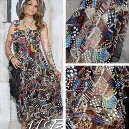1Y/Lot Higth quality colour embroidery lace cotton line patchwork mesh fabric women dress accessories cloth decoraton FT023