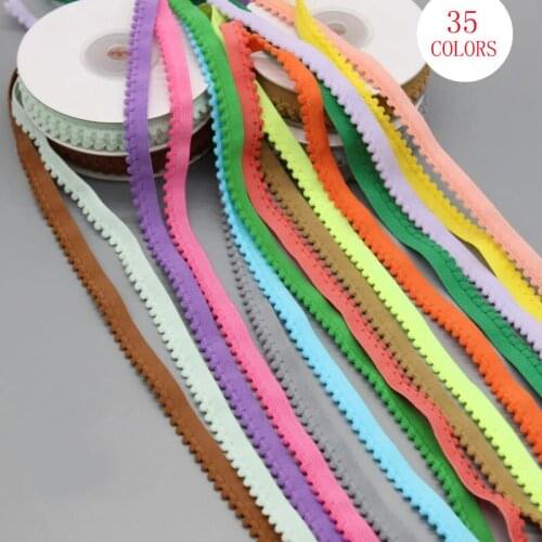 35 colors 1cm pompon teeth lace edges elastic ribbon high stretch for garment DIY hair ties accessory