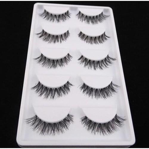 5 Pairs/Lot Black Cross False Eyelash Soft Long Makeup Eye Lashes Extensions