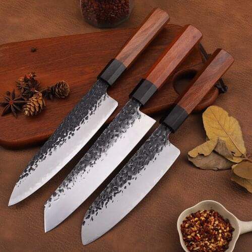 8-Inch Three-Piece Set 8Cr17MoV Three-In-One Steel Core Chef Professional Cooking EDC Fruit Tool Knife