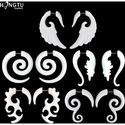 2PC Acrylic Ear Studs Earring Fake Spiral Ear Taper Plug Gauges Twist Expander Earring Cheater Stretchers Piercing Body Jewelry