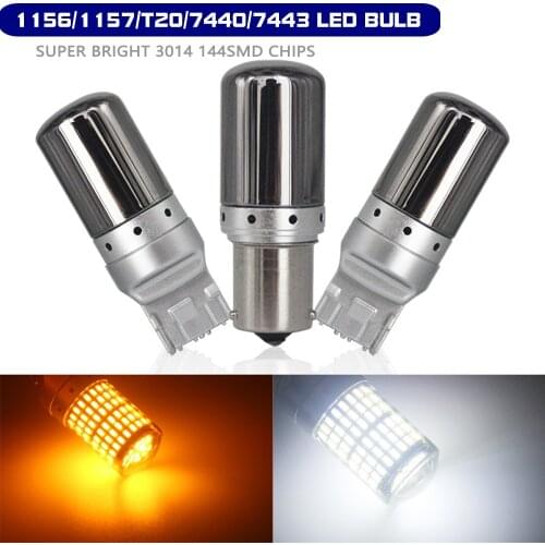 2x Led Car Lights Signal Lamp 1156 P21W BA15S BAU15S Canbus BAY15D LED T20 W21W W21/5W Bulbs 3014 Chips 144SMD Turn Backup Light