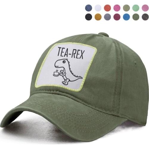 Tea Rex Dinosaur Drink Coffee Baseball Cap Dad Solid Trucker Snapback Bone Hat Harajuku Street Hip Hop Woman Man Bone Sun Hats
