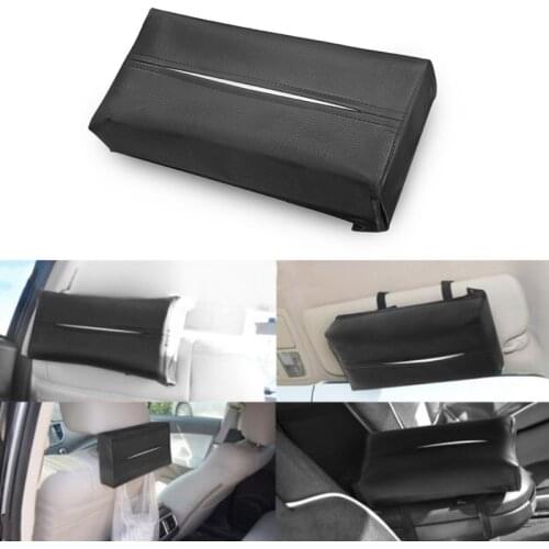 Universal Car Sun Visor Tissue Box Holder PU Leather Tissue Box Cover Case For Paper Auto Organizer Accessories