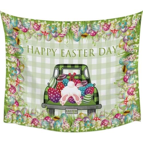 Easter Egg Car Bunny Wall Tapestry Home Wall Decor Bedroom Tapestry Wall Hanging Yoga Mat Picnic Mat