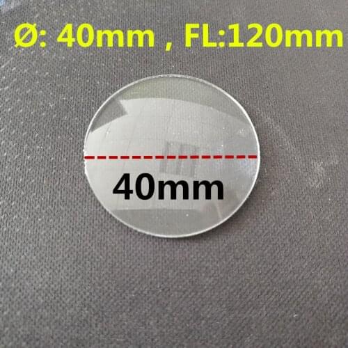 Pmma double convex biconvex lens diameter 40mm focal length 120mm