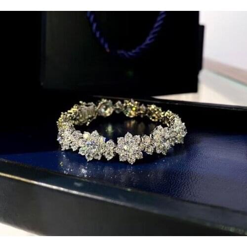 Hot Pure 925 Sterling Silver Jewelry For Women Big Diamond Flower Bracelet Cute Sweet Jelly Hot Bracelet Silver Jewelry