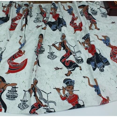 Cotton/Linen Fabric Ethnic Dancing Working Women Fabrics For DIY Handwork Tablecloth Home Decoration Curtains Cushion Apparel