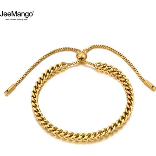 JeeMango Fashion 316L Stainless Steel Link & Chain Bracelets For Women Hiphop/Rock Adjustable Party Bracelet Jewelry JB20155