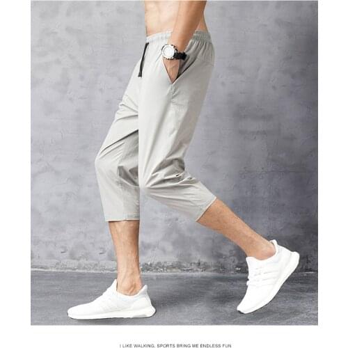 Korean 7-Point Pants MenS Ice Silk Quick Drying Shorts Loose Straight Tube Summer Youth Boys' Oversized Outer Middle Trousers