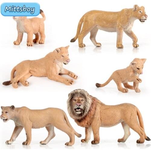 Microscape Simulation Wild Animal Zoo Model Toy Set African Male lion Action Figure Cognition Educational Toy for Children Gifts