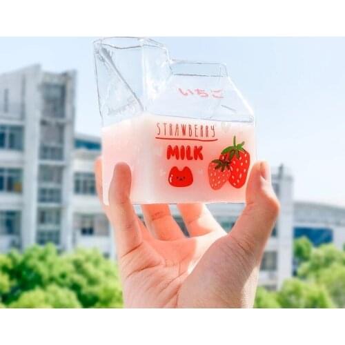 Cute breakfast cup creative ins style square transparent glass milk coffee cup photo couple gift home office drink drinking cup