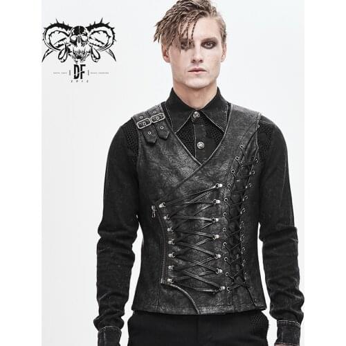 Devil Fashion Mens Punk Handsome Vest Personality Eyelet V Neck Sleeveless Waistcoats