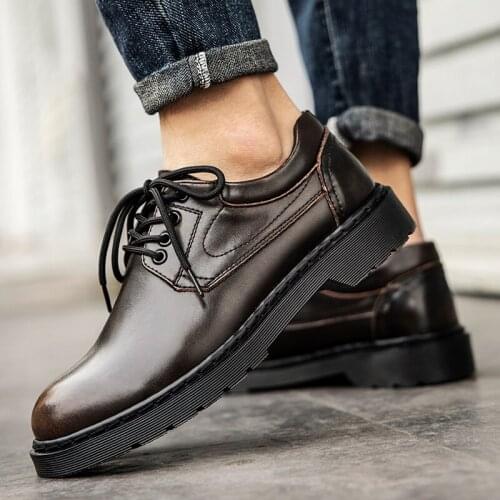 2021 High Quality Genuine Leather Mens Luxury Business Oxford Casual Flats Fashion Mens Casual Comfortable Lace up Oxford