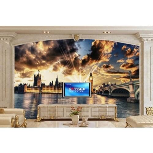 Custom Houses Rivers Bridge Street lights Night Cities photo 3d wallpapers,living room tv sofa wall bedroom papel de parede