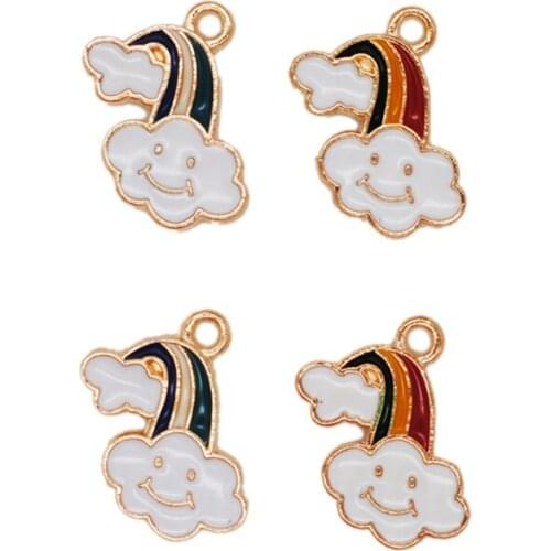 20pcs/lot New Arrival Cute Cloud Shape KC Gold Back Alloy Metal Enamel Charms For Jewelry Earring Hair Finding Accessories