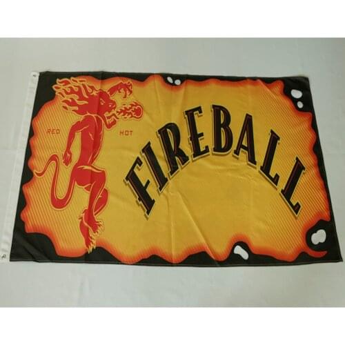 Custom Fireball Decorative Flag Banner for Cinnamon Whisky Indoor Outdoor Flags Banners 3x5FT w/ 2 Grommets
