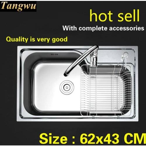 Free shipping Household standard Kitchen sink durable 0.8mm food grade stainless steel hot sell 62x43 CM