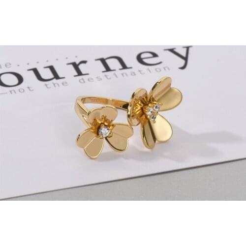 Three Flowers Flash Opening Adjustable Ring 2021 New Ring Three Flowers Small Flower Necklace