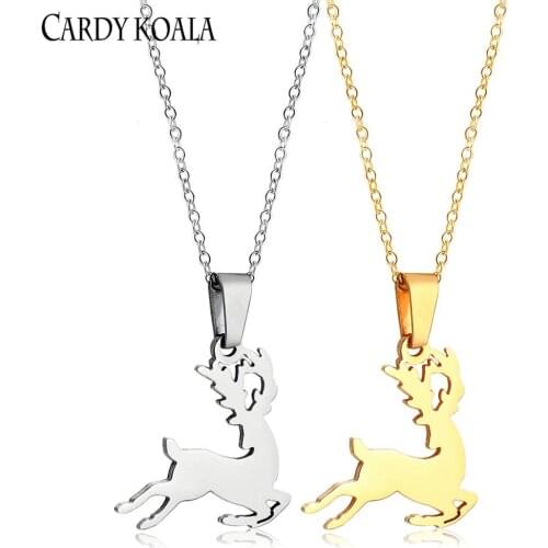 Christmas necklace sika deer titanium steel pendant pendant female clavicle chain couple accessories tide