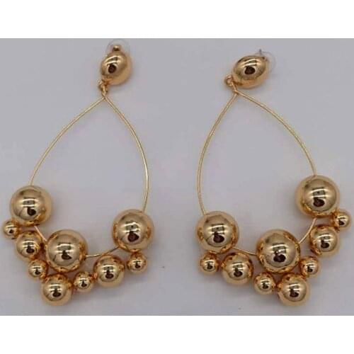 Baroque exaggerated metal ball tassel earrings style metal ball geometry wild fashion temperament exaggerated long earrings 841