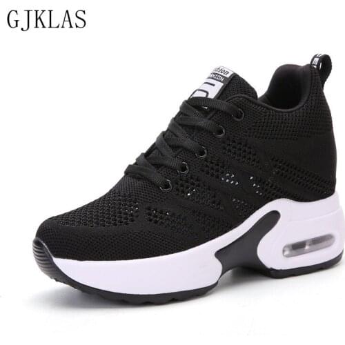 Mesh Platforms Wedges for Women Sneakers Casual Light-weight Sport Shoes Women Chunky Sneakers Black White Red Shoes Woman Comfy