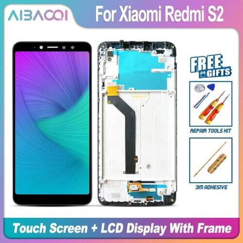 AiBaoQi Brand New Touch Screen+LCD Display+Frame+Power Cable Assembly Replacement For Xiaomi Redmi S2