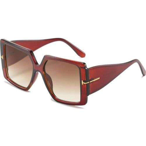 Oversized Square Sunglasses Women T Big Frame Sun Glasses Female Shades Lady Anti-UV Gafas Eyewear