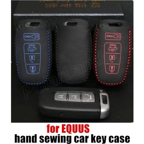Only Red fit for HYUNDAI EQUUS car key case Hand sewing car styling genuine quality leather car key cover fashionable