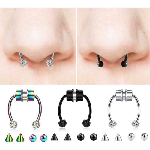 New U Shaped Fake Magnet Nose Ring Unisex Horseshoe Nose Ring Non Piercing Hoop False Septum Rings Punk Jewelry for Party Bar