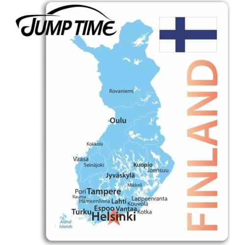 Jump Time for Finland Map Vinyl Stickers Travel Cool Sticker Laptop Luggage Car Bumper Decal Waterproof Car Accessories